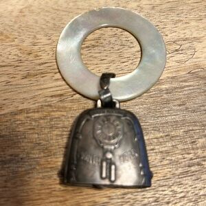 Antique 1929 Sterling and Mother of Pearl Baby Rattle